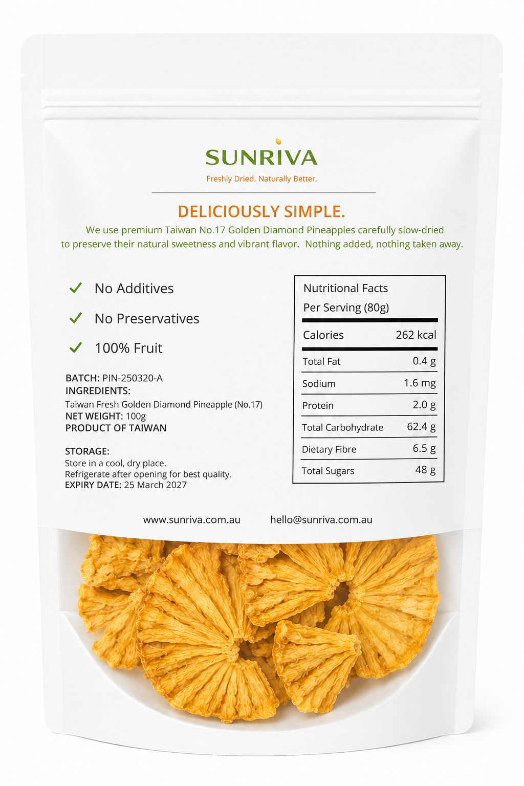 No Added Sugar Dried Pineapple